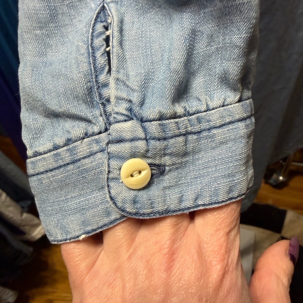 J Crew Chambray Pop Over Double Pocket Shirt Dress #0034 - Picture 4 of 6